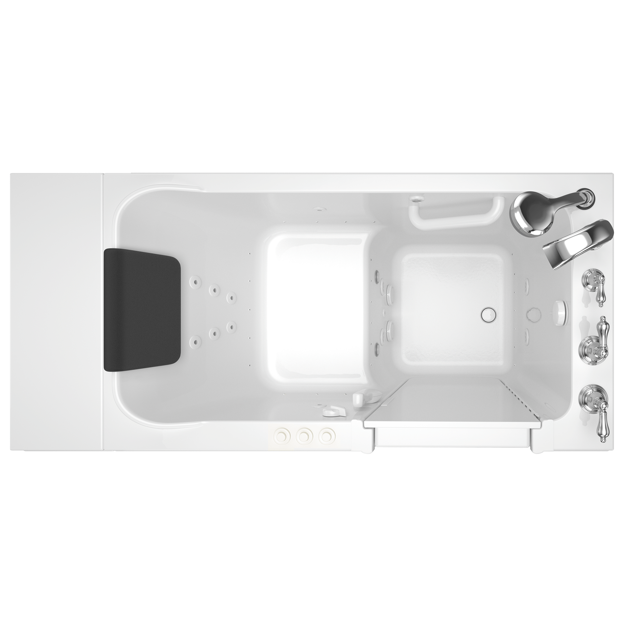 Acrylic Luxury Series 28 x 48 Inch Walk in Tub With Combination Air Spa and Whirlpool Systems   Right Hand Drain With Faucet WIB WHITE